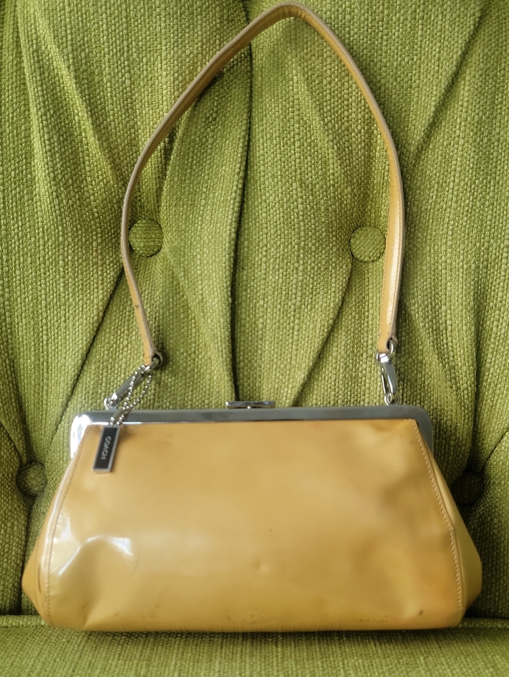 Extremely Rare Vintage Coach Gold Patent Shoulder Bag
